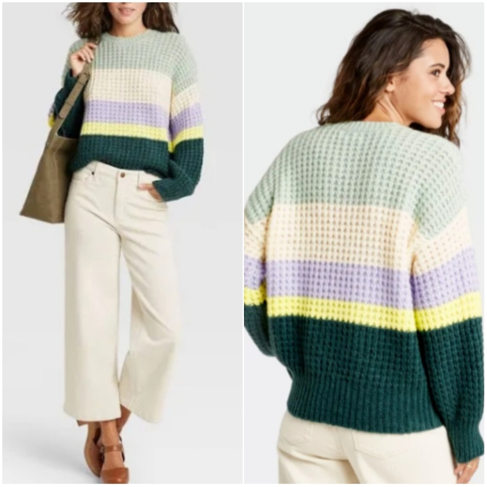 Universal Thread Striped Multicolor Crewneck Pull… - image 1